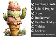 Watercolor Quirky Ice Cream Clipart, a Seasonal Illustration by Canvas Craft (Thumbnail 3 of 5)