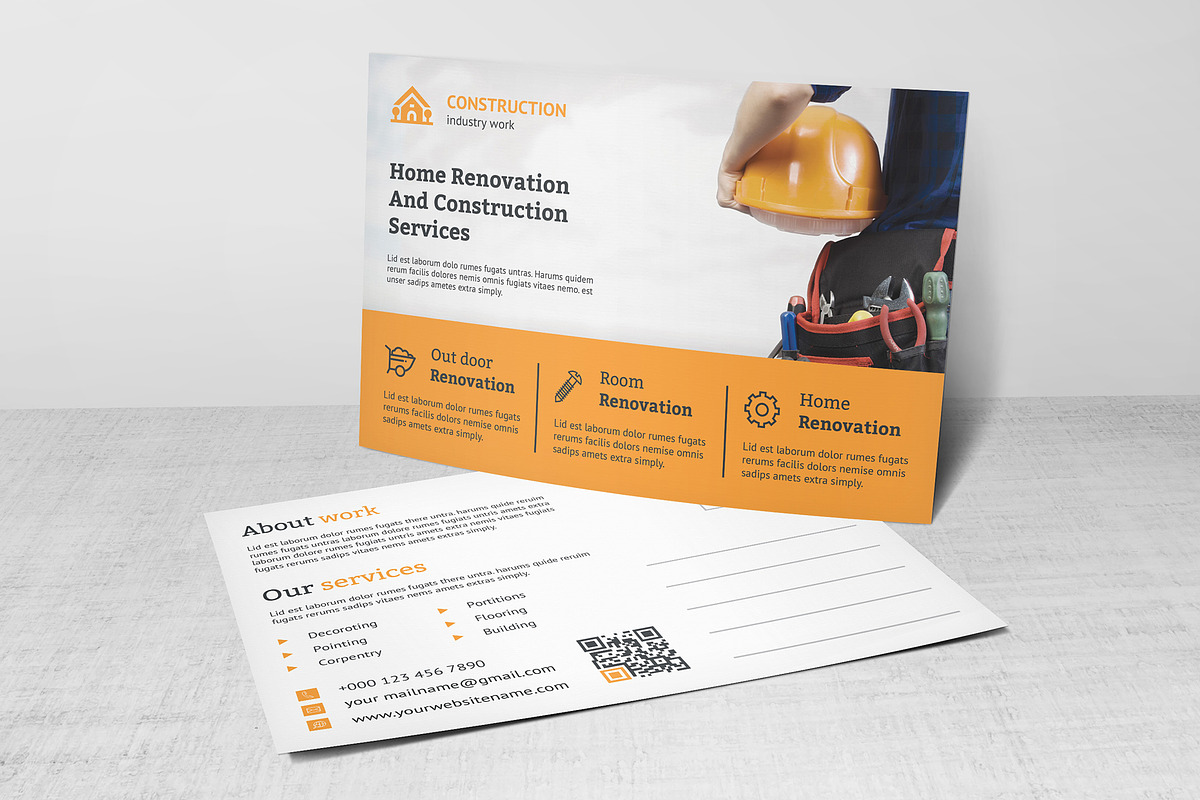 Construction Postcard, a Card Template by GenerousArt
