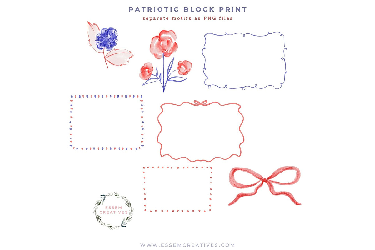 Patriotic Block Print Frames & PNG, a Seasonal Illustration by Essem Creatives (Photo 5 of 6)
