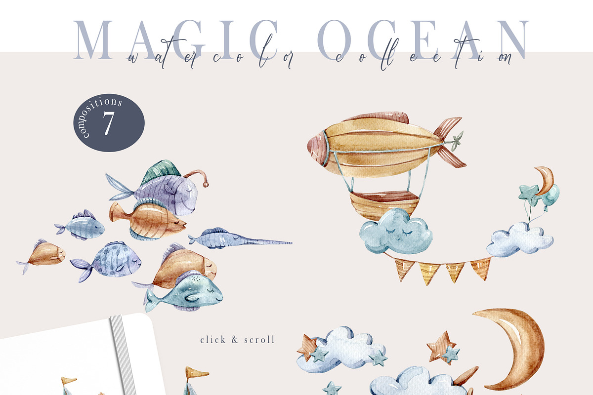 SALE! Watercolor nautical collection, an Animal Illustration by Tiana Geo (Photo 6 of 27)