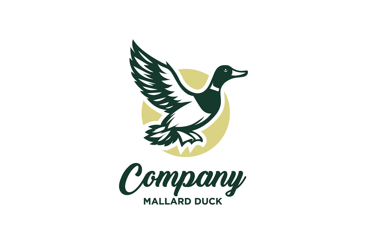 Flying Mallard Duck Logo, a Design Template by funpixel