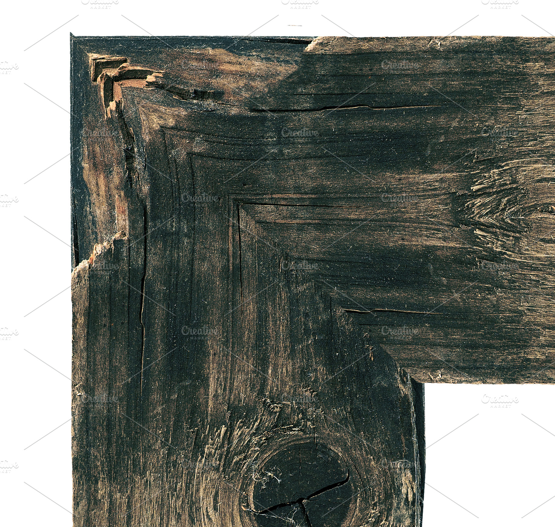Empty square frame made of old darkened wood with pronounced tex, a Background Photo by ndanko