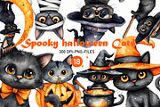 Cute Spooky Halloween Cats Clipart, a Seasonal Illustration by Designworld (Thumbnail 1 of 8)