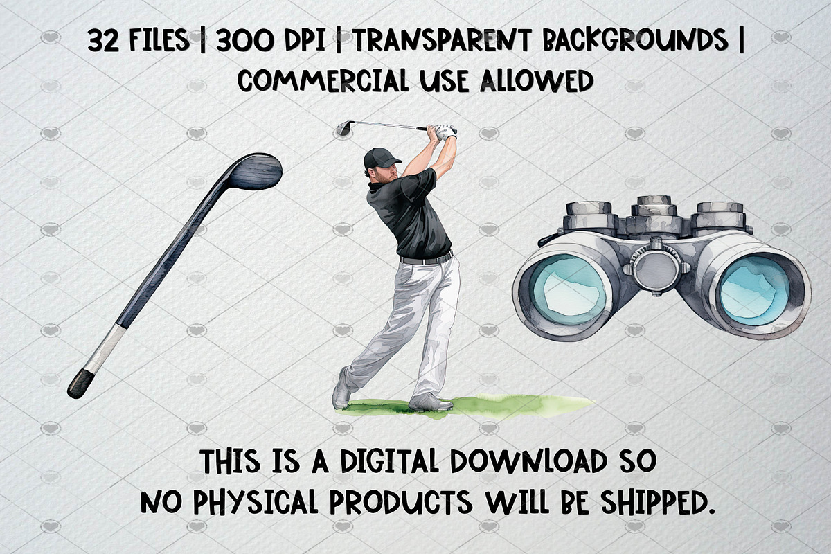 Watercolor Golf Clipart Set, 32 PNG, a Sport Illustration by CropUp Creative (Photo 5 of 5)