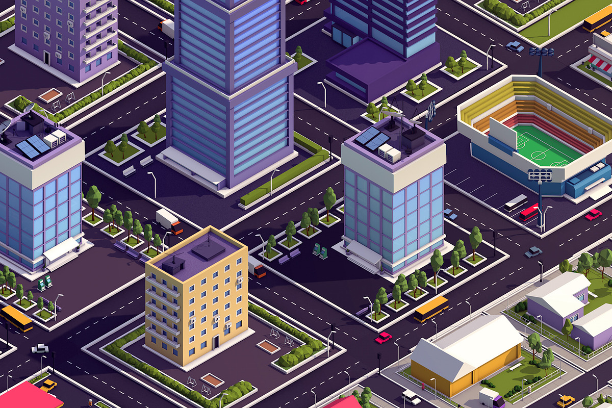 Cartoon Low Poly Town City Pack, an Environmental 3D Model by Anton Moek (Photo 8 of 11)