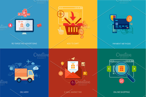Flat Icon Icons For E Mail Marketing