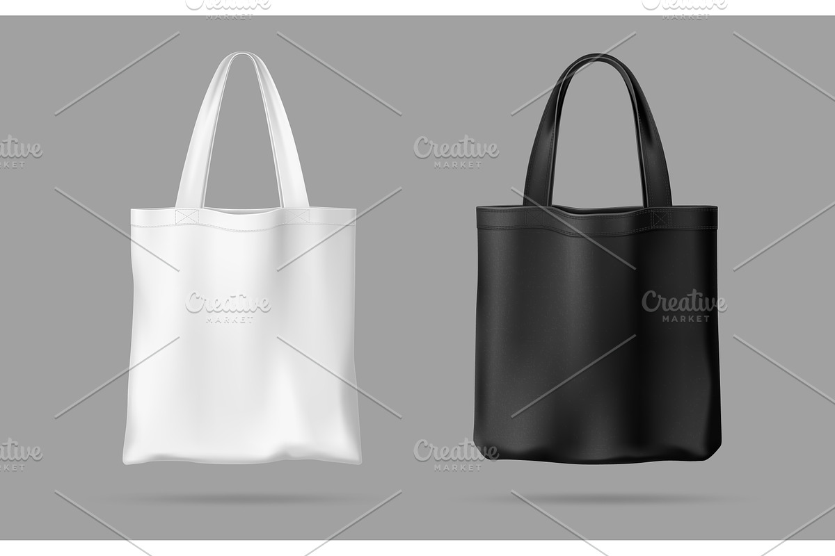 Realistic black and white tote bag, an Object Illustration by Buch&Bee