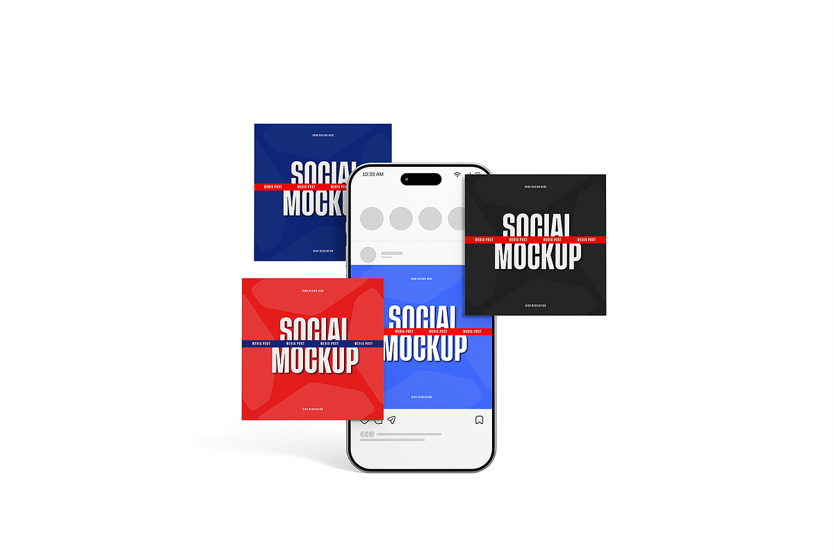 Social Media Mockup with Bold Text, a Mockup by graphypix (Photo 1 of 4)