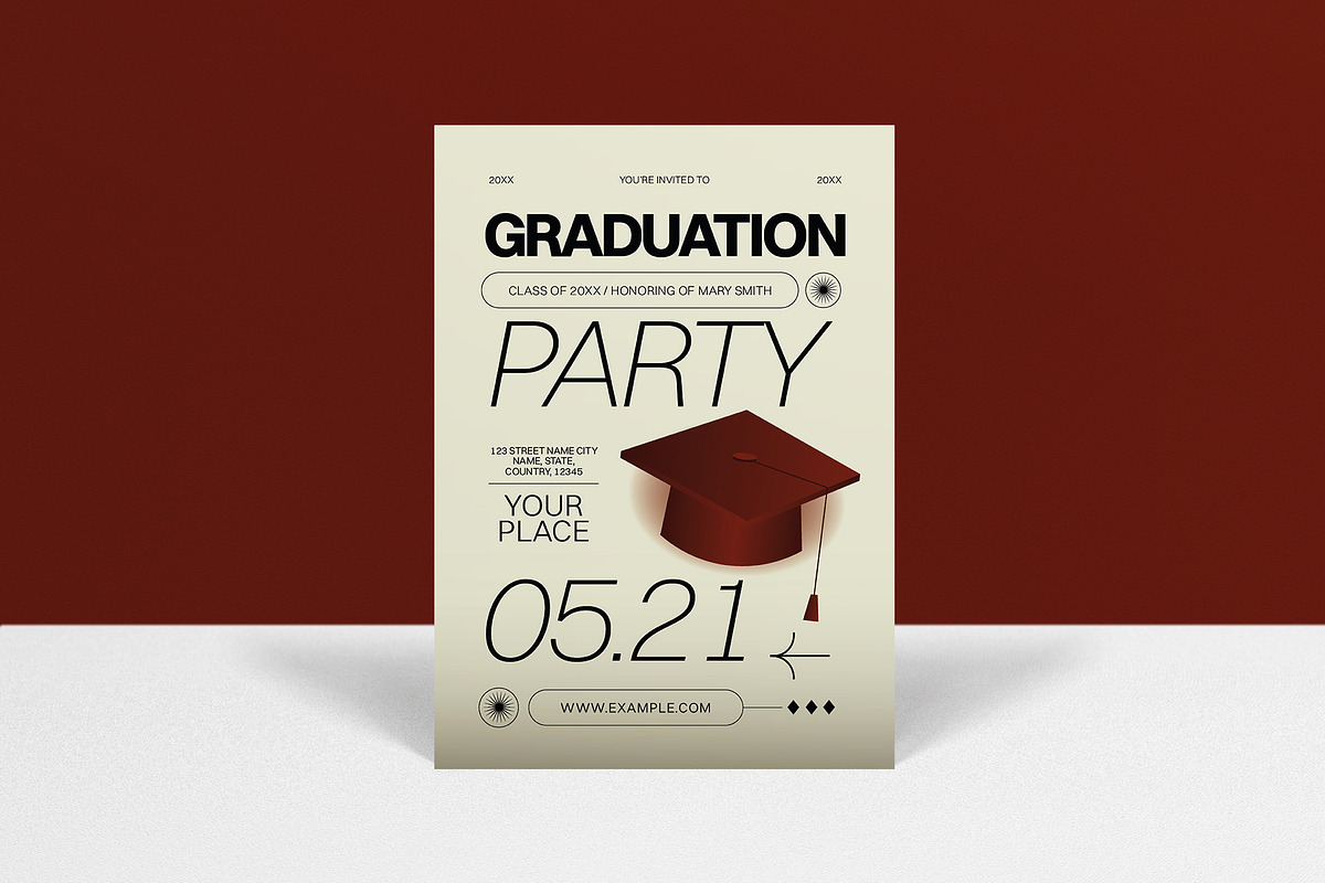 Beige Graduation Party Invitation, a Card Template by graphicook (Photo 1 of 3)