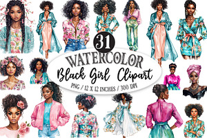 Black Girl Watercolor Sublimation, a Seasonal Illustration by Designking