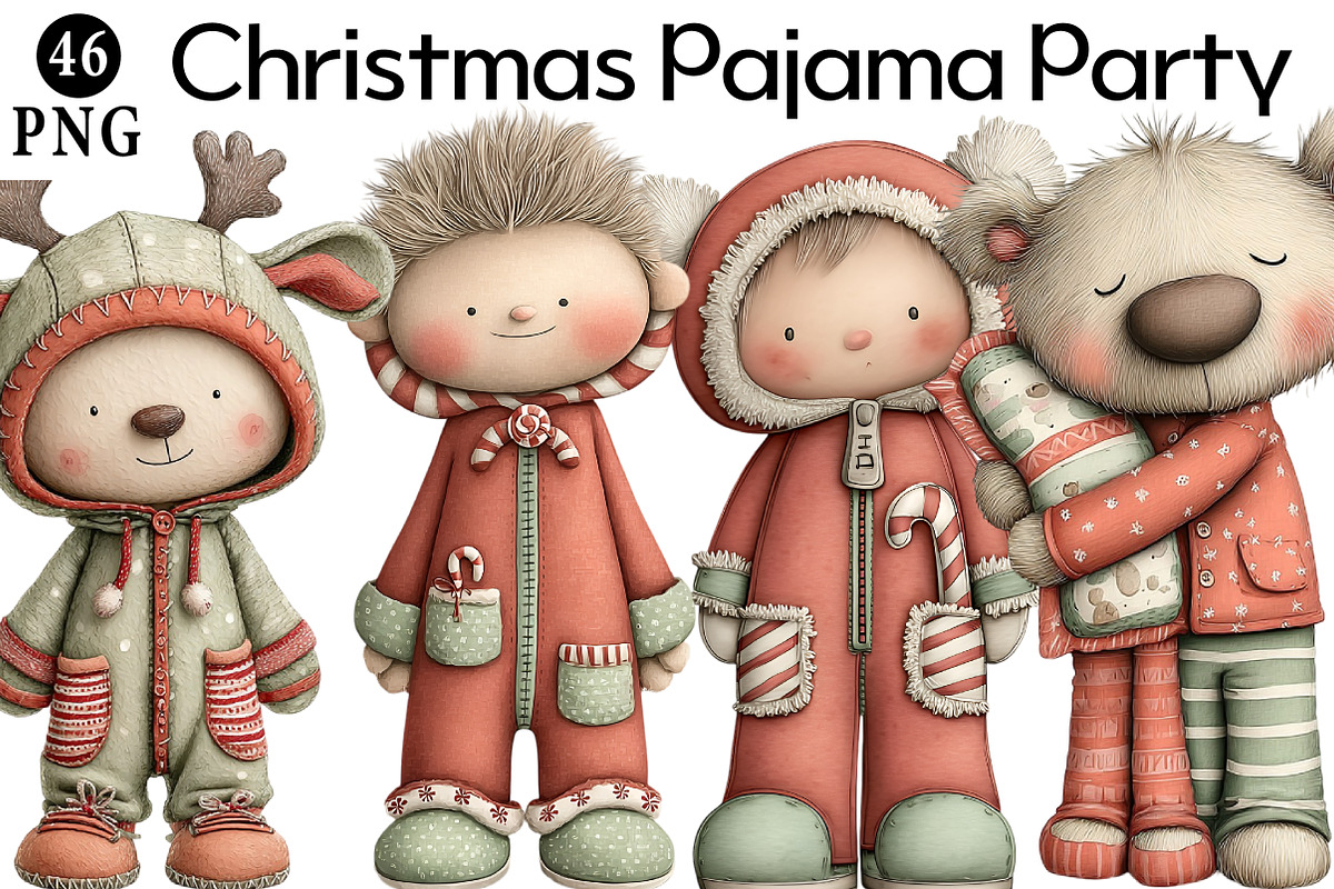 Christmas Pajama Party Clipar, an Illustration by Daily.Designs (Photo 1 of 5)