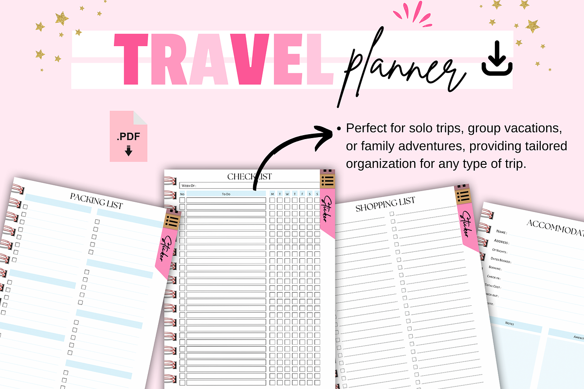 Chic Digital Travel Planner for Girl, a Templates & Theme by bellaROSEworkshop (Photo 5 of 10)