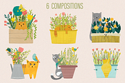 Cats and Garden Flowers, an Illustration by PenguinArtStudio (Thumbnail 3 of 9)