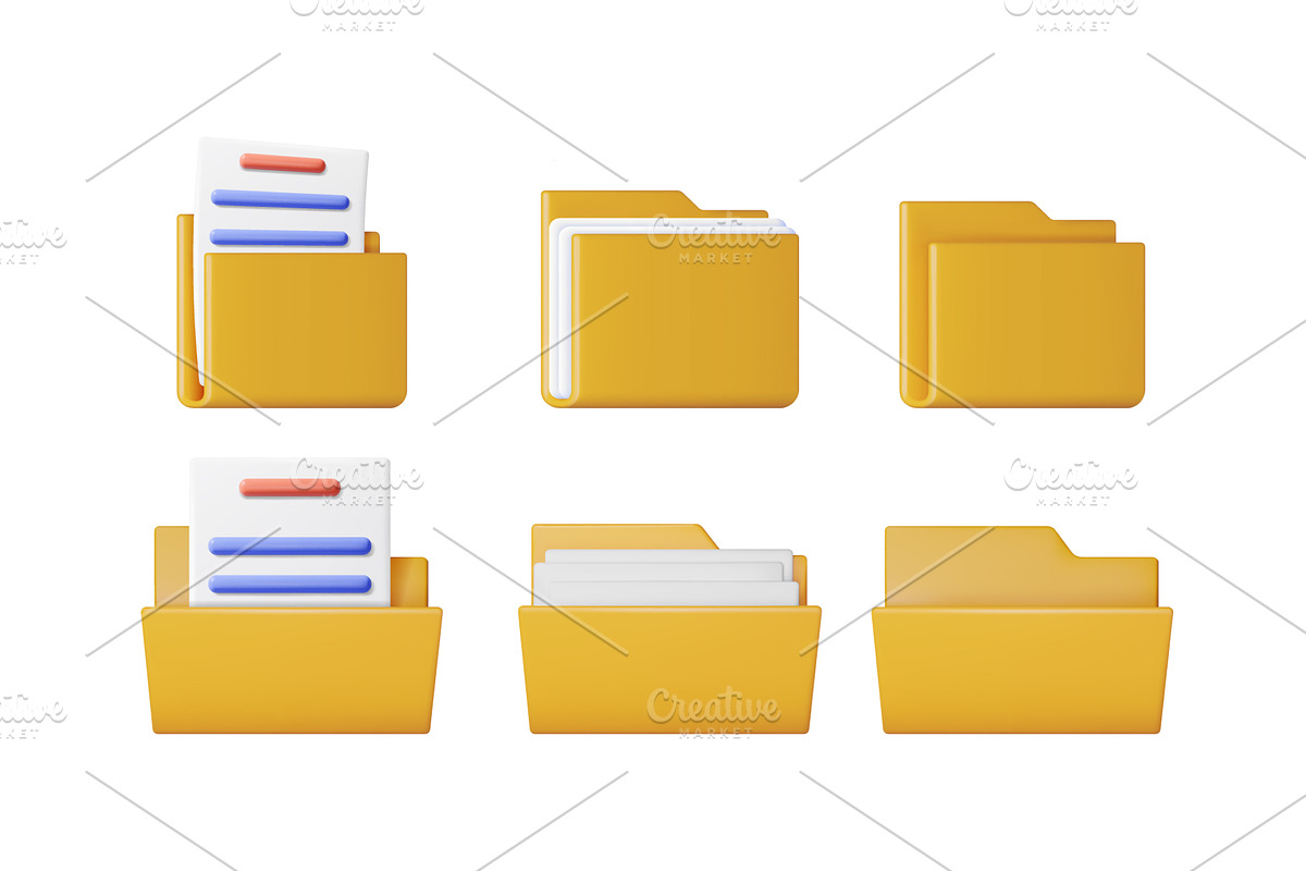 Collection of 3d rendering yellow, an Object Illustration by Abscent