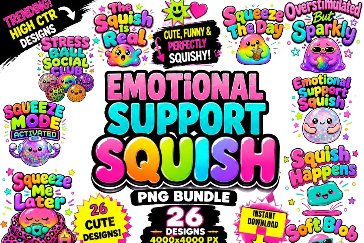 Emotional Support Squish PNG Bundle, an Emoji Icon by Tanya Kart (Photo 1 of 10)