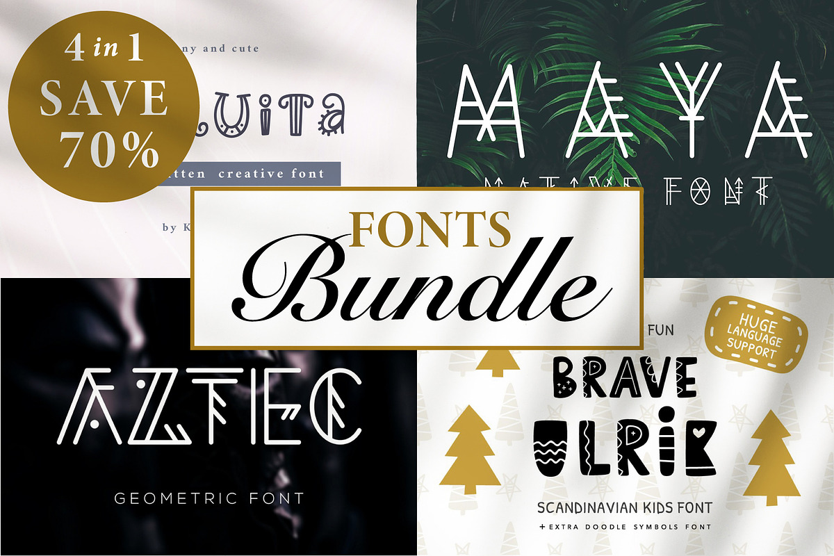 DECORATIVE FONT BUNDLE : 4 in 1, a Script Font by Katrinelly (Photo 1 of 17)