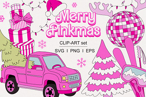 Barbie Pink Christmas clipart set