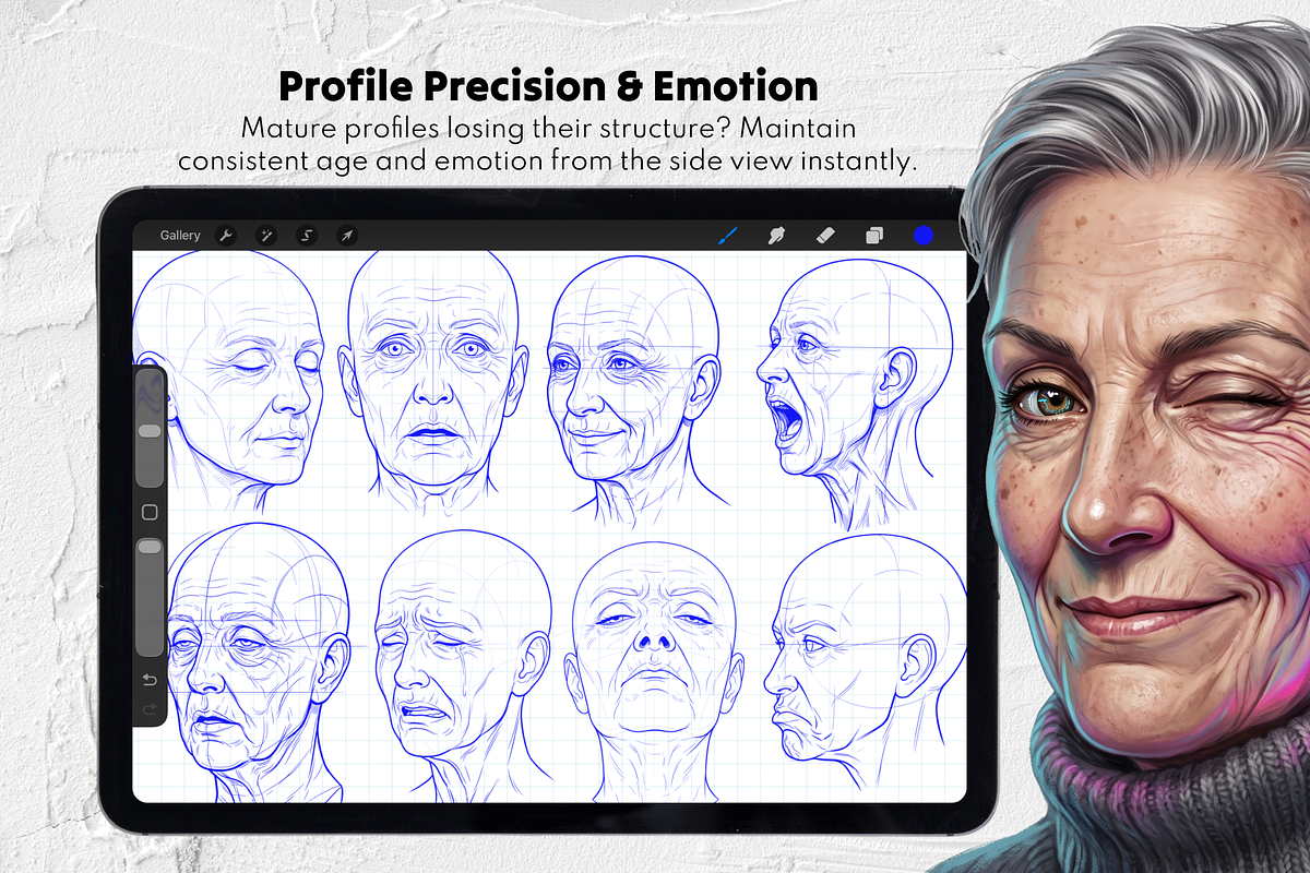 Wrinkled Face Stamp Brushes Set, a Brush Add-On by Selentaori Studio (Photo 6 of 13)