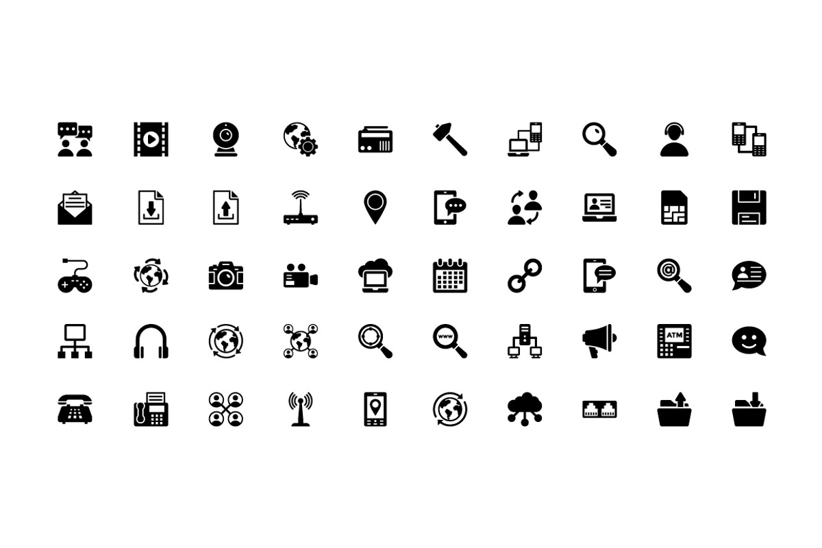 300 Network and Communications Icons, a Solid Icon by Creative Stall (Photo 5 of 5)