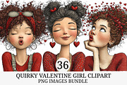 Quirky Valentine Girl Clipart, an Illustration by Craft Nest (Thumbnail 1 of 10)