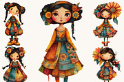 Whimsical Quirky Girl Clipart Bundle, a Person Illustration by BusyDaydesign (Thumbnail 3 of 9)
