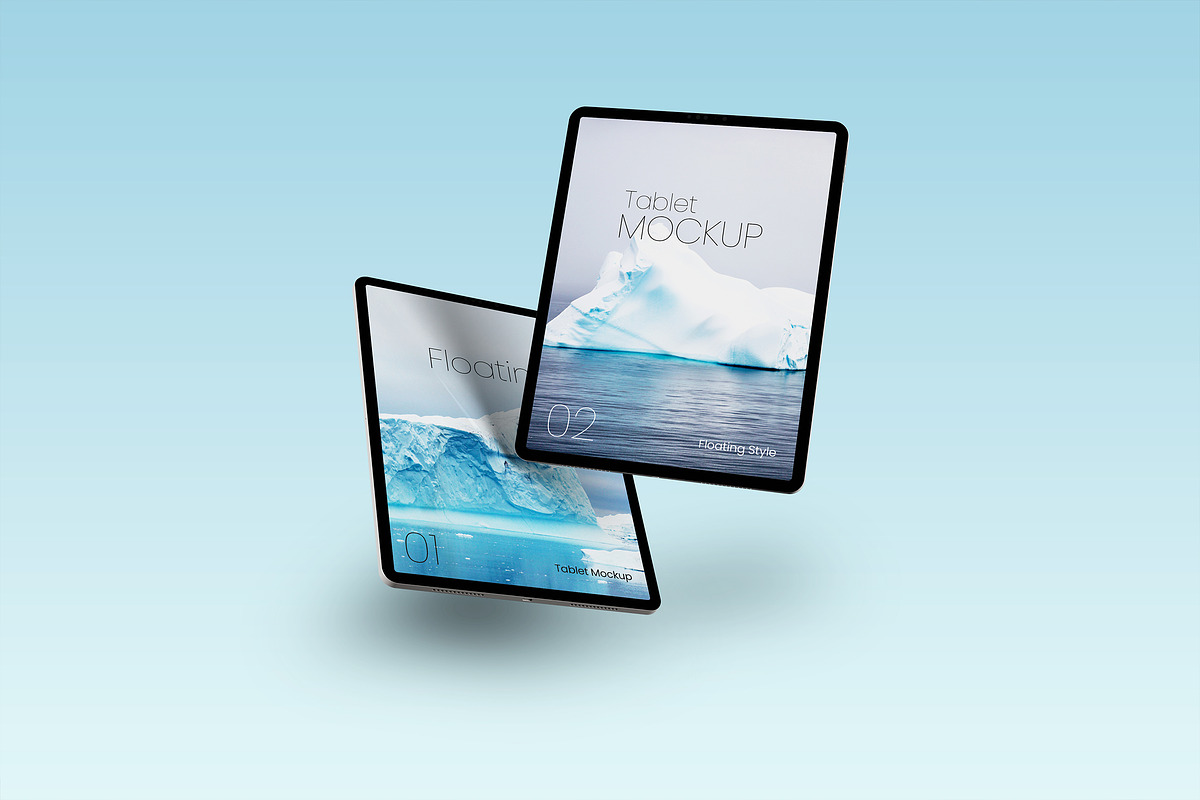 Floating Tablet Screen Mockup, an iPad Mockup by Artlogs x Modaldesain (Photo 1 of 3)