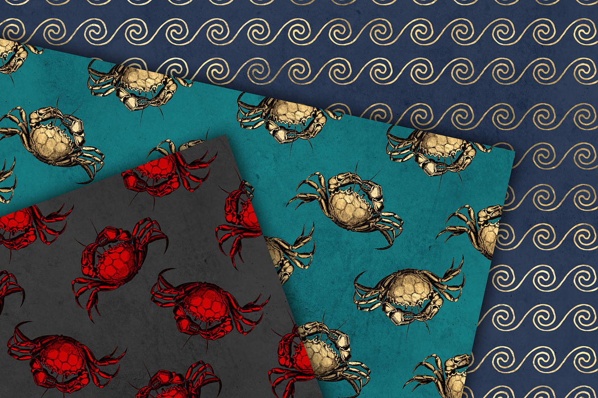 Crab Digital Paper, a Pattern Graphic by Digital Curio