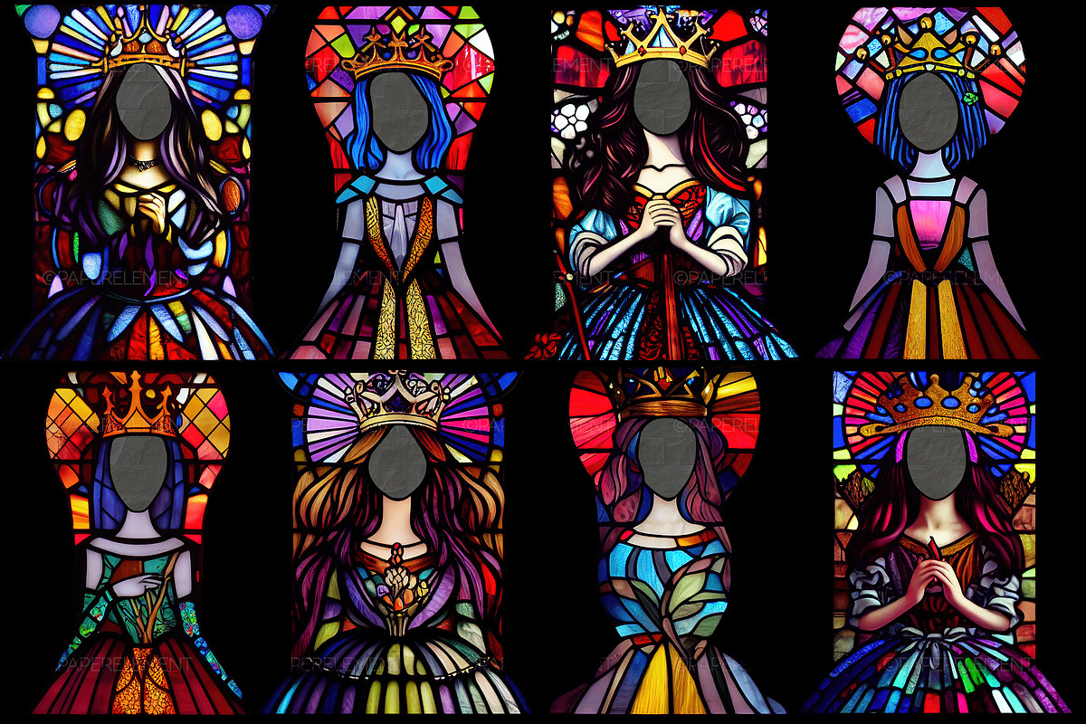 Stained Glass Princess Dress Overlay, an Illustration by Paper Element (Photo 2 of 6)