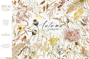 Wildflower fall watercolor clipart, a Decorative Illustration by ReachDreams