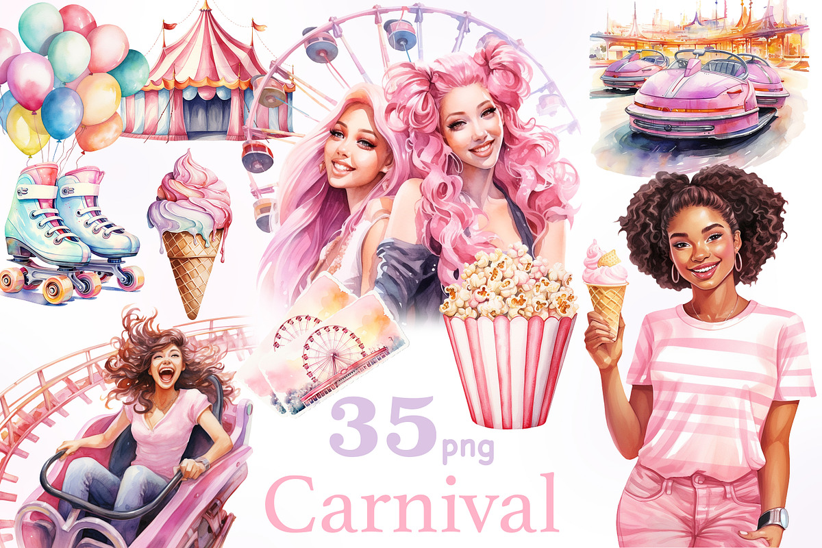 Carnival Clipart Bundle | Festival, a Seasonal Illustration by GlamArtZhanna (Photo 1 of 6)