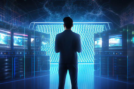 Business data in vr 3d, Man with dat, a Photo by SaroStock
