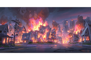 A dangerous wildfire rages down the, an Architecture Photo by ZinetroN