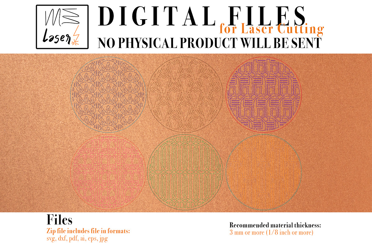 Art Decò Coasters 3 for Laser Cut., an Object Graphic by MaramadeLaser (Photo 5 of 5)