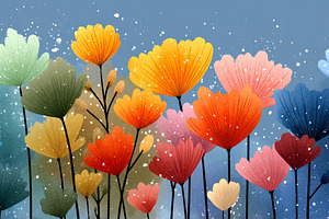 Colorful Abstract Ginkgo Leaf Flowers in Vibrant Watercolor Styl, a Nature Photo by José Manuel Gelpi