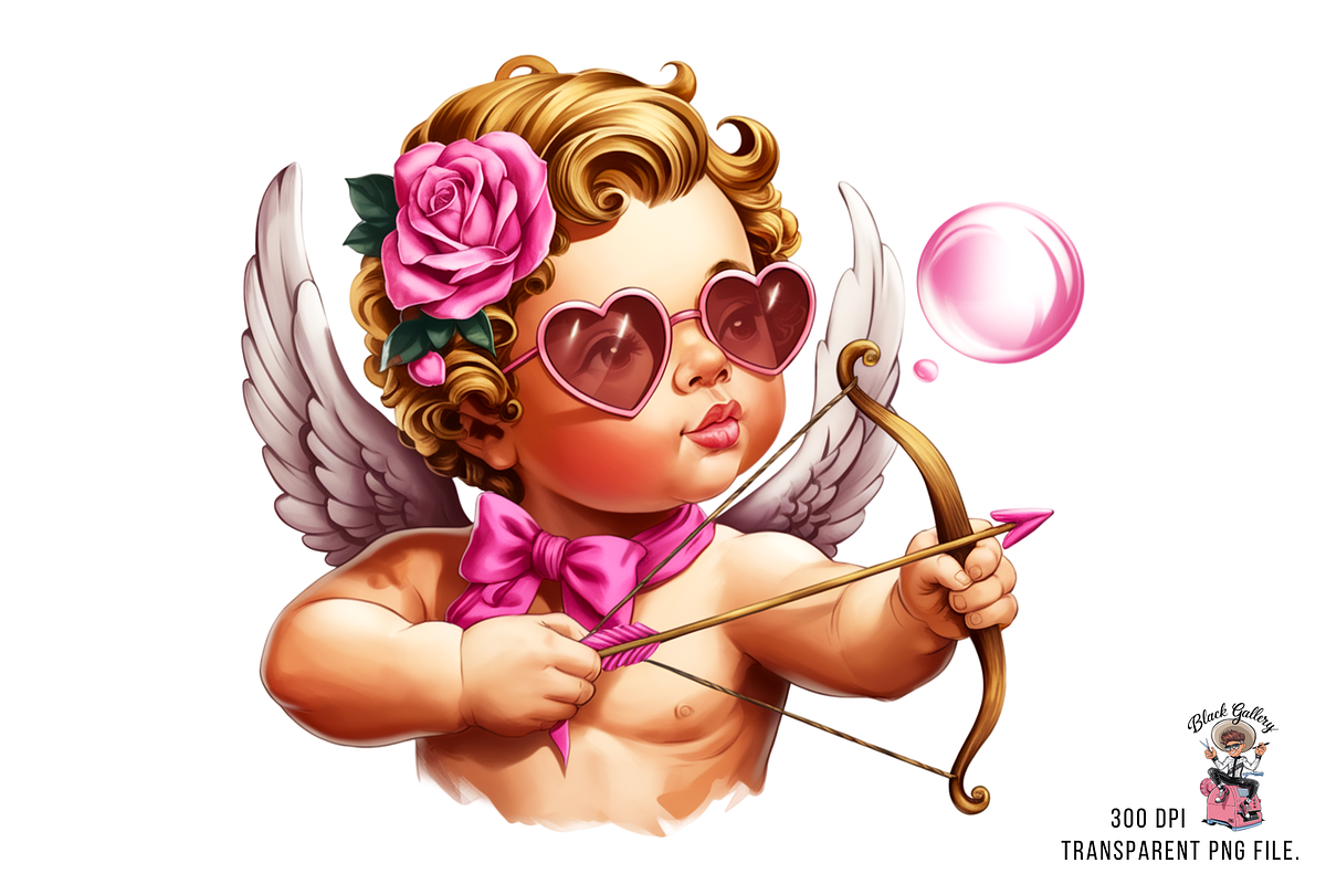 Cupid with Bow and Bubblegum Clipart, an Illustration by Clipart Studio (Photo 9 of 13)