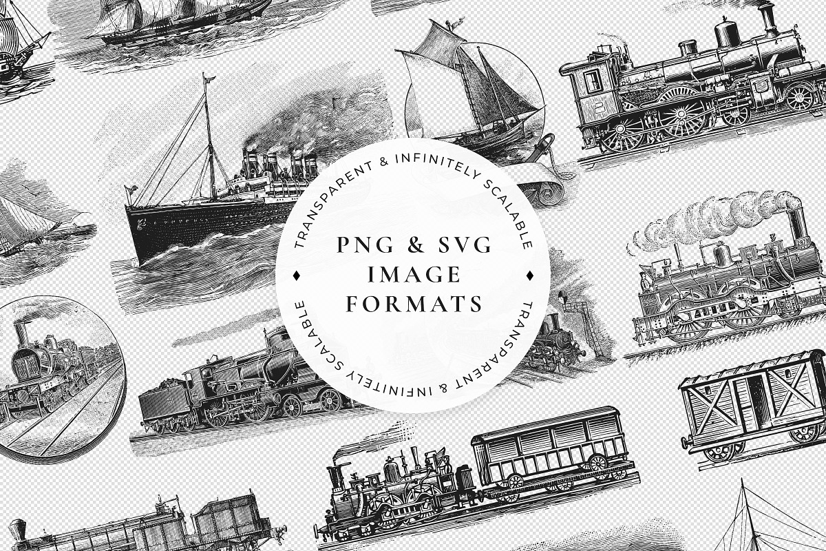 Vintage Steam and Sail Clipart, a Transportation Illustration by Century Library (Photo 2 of 8)