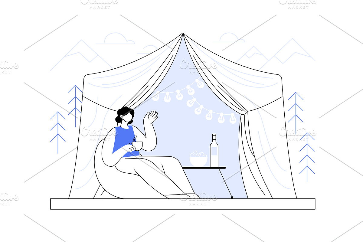 Glamping isolated cartoon vector, a Person Illustration by Visual Generation