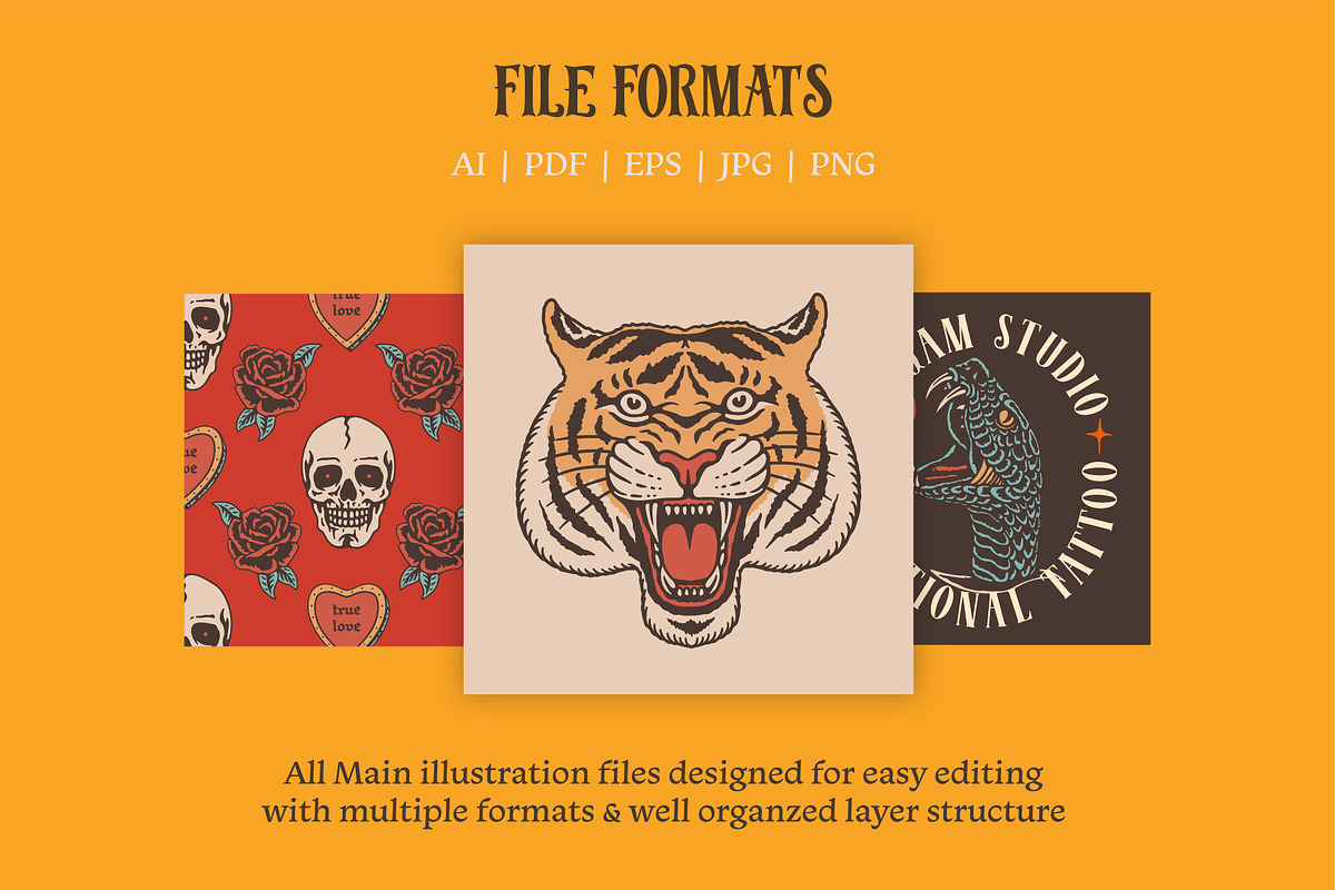Traditional Tattoo Graphic Assets, an Illustration by ARQAM Studio (Photo 4 of 9)