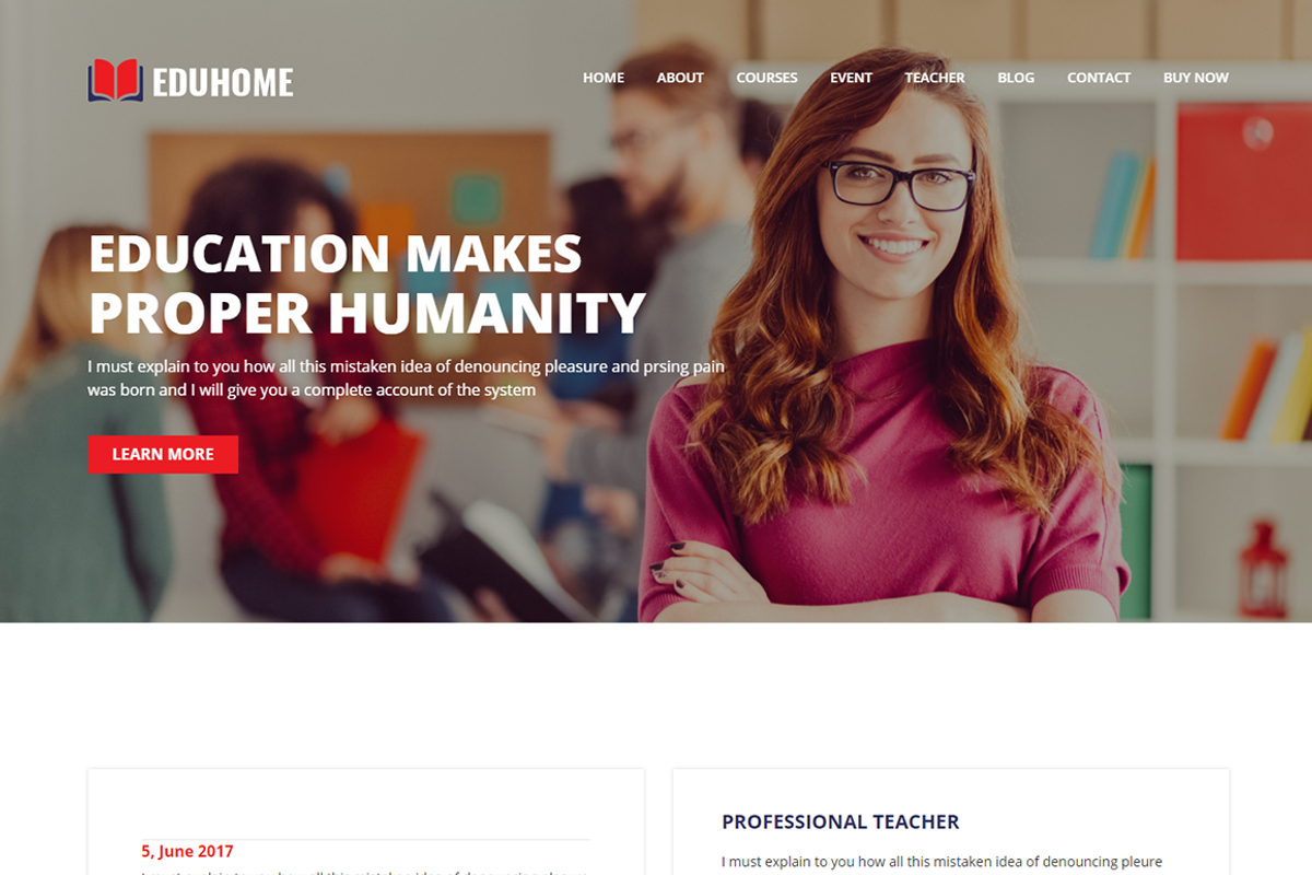 Education HTML Template - Eduhome, a Bootstrap Template by HasThemes (Photo 1 of 3)