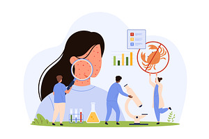 Diagnosis of seafood allergy, tiny, an Object Illustration by Flashvector