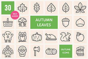 Autumn and Leaves Outline Icons