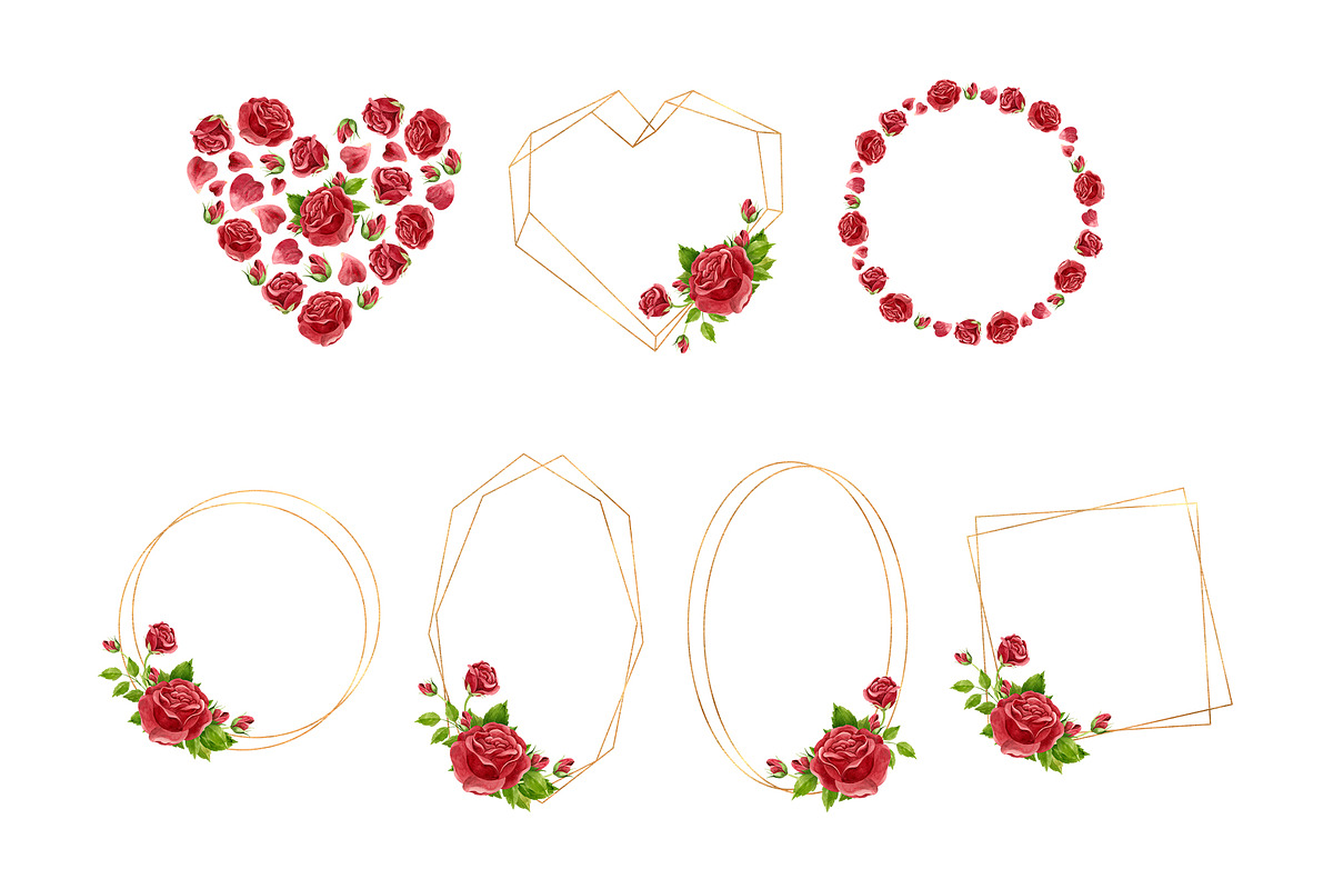 Watercolor pink and red roses, an Illustration by Valin Malin (Photo 5 of 16)