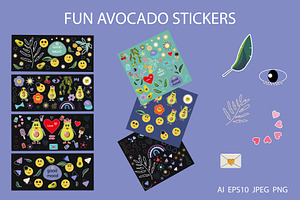 Funny Hipster Avocado Stickers