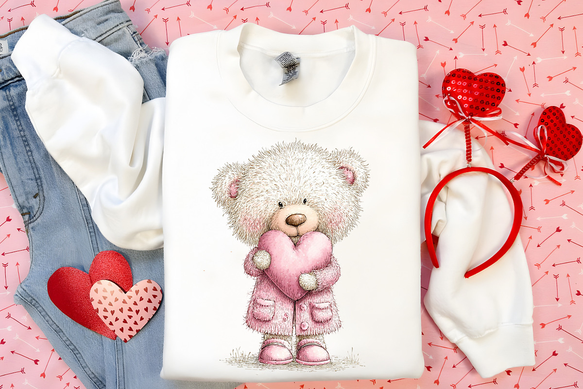 Watercolor Valentine's Teddy Bear, an Illustration by Canvas Craft (Photo 4 of 6)