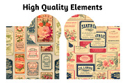 Vintage Label Patterns Digital Paper, a Background Graphic by Gloria Designed It (Thumbnail 4 of 4)