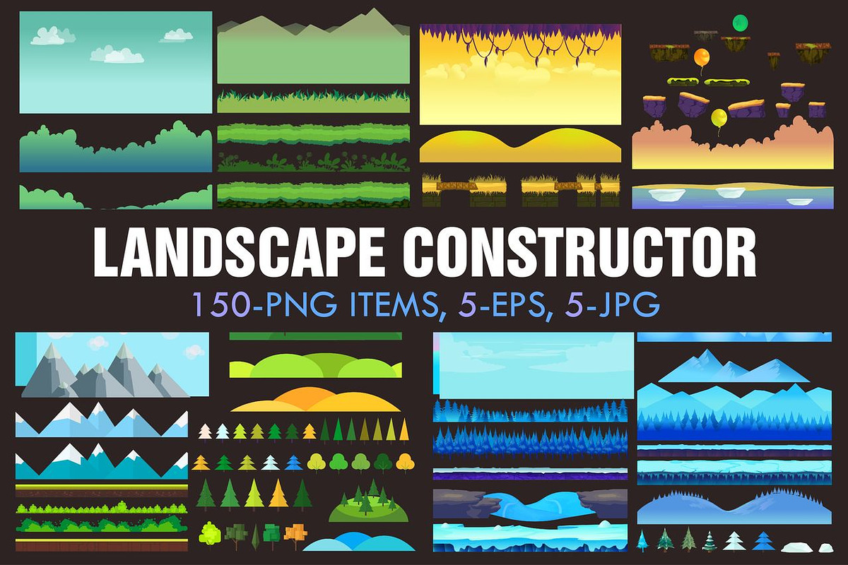 Landscape Constructor Set I, a Background Graphic by 2dvillShop (Photo 1 of 6)