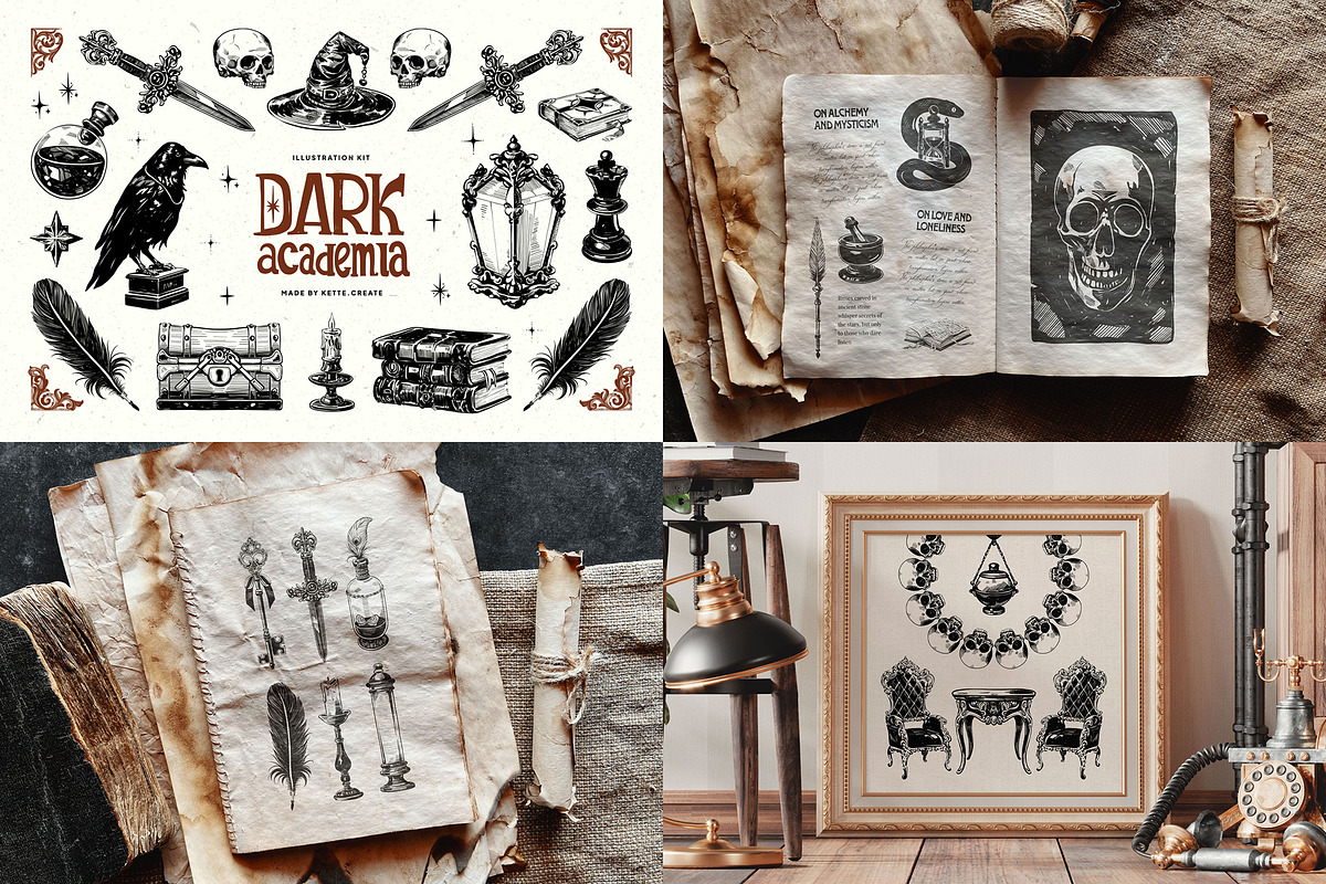 Dark Academia Bundle 7-in-1, an Object Graphic by KetteCreate (Photo 8 of 15)
