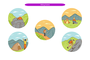 Hiking Scene, a Seasonal Illustration by Creathub Studio