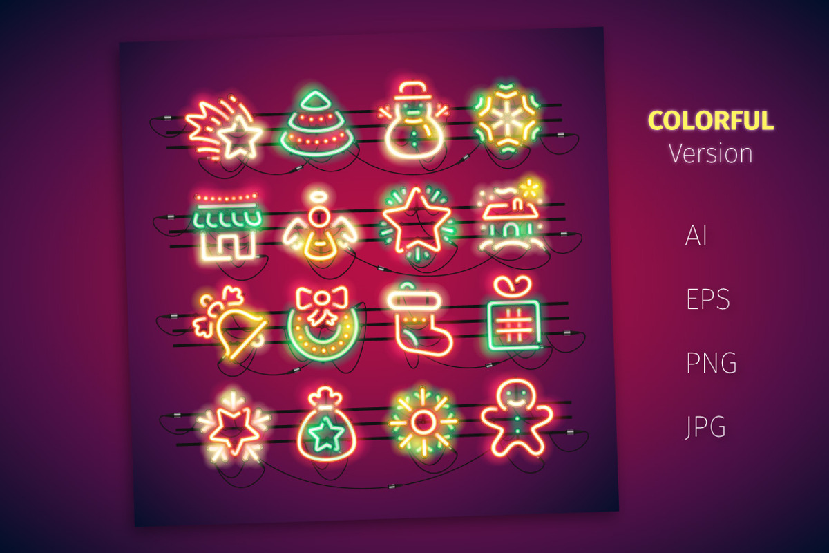 Christmas Colorful Neon Icons, an Icon by Voysla's Shop (Photo 2 of 6)
