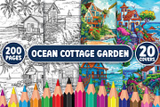 Ocean Cottage Garden Coloring Pages, a Seasonal Illustration by BrightMart (Thumbnail 1 of 3)